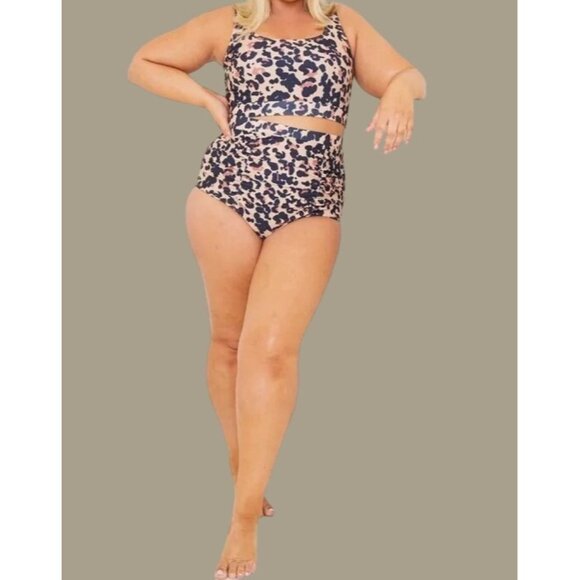In The Style Brown Women's Leopard Print 2-piece Bikini Set Size 26 NWT - Picture 9 of 16